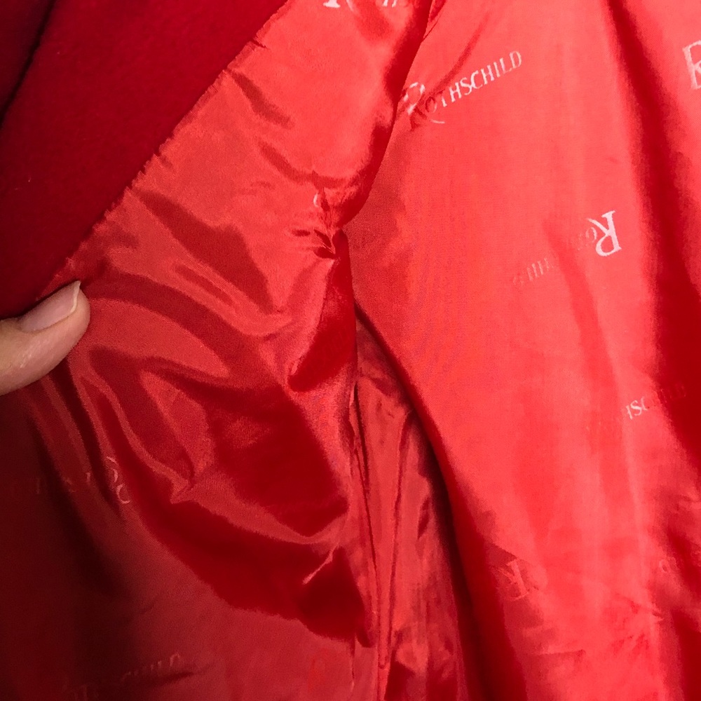 Rothschild Red Wool Pea Coat Black Velvet Girls 7 - Picture 9 of 16